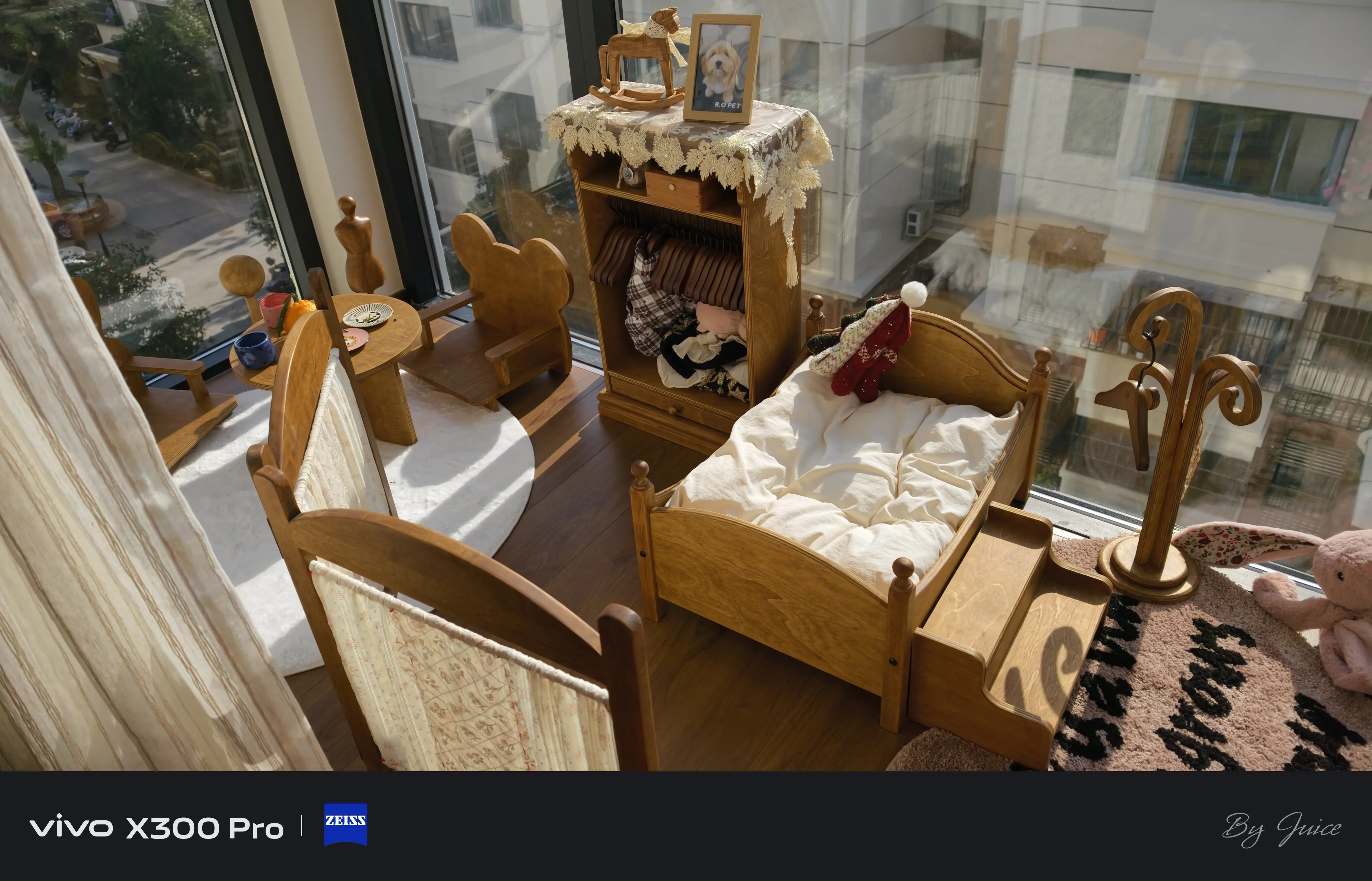 wooden pet stairs for small dogs in a customer's home - Original Retro Wooden Pet Bed with Stairs